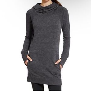 Athleta Blissful Athleisure Loungewear Hoodie Dress Gray Cowl Neck XXS